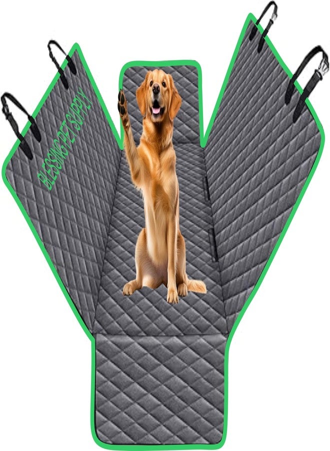 BLESSING PET SUPPLY Dog Seat Cover for Back Seat, 100% Waterproof with Mesh Window, Scratch Prevent Anti-Slip Dog Car Hammock, Standard (Normal Gray Dog CAR SEAT Cover) - Image 1
